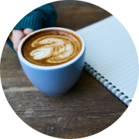 Coffee and notepad icon