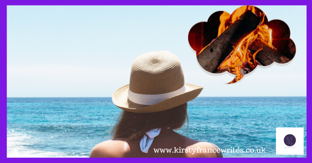 Woman on a beach thinking about planning her Christmas marketing.